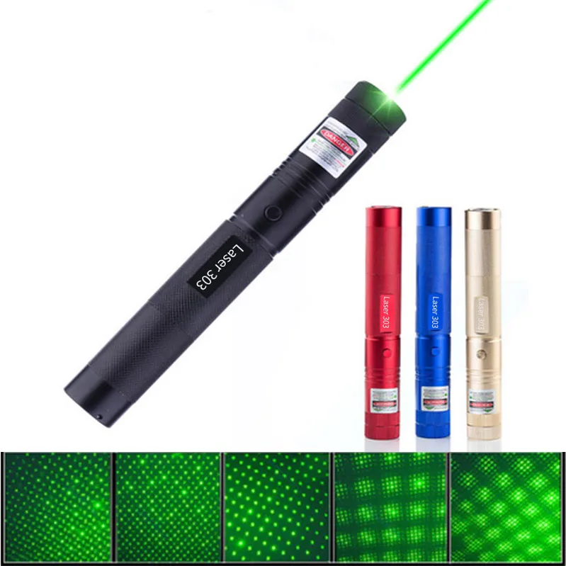 Laser Pointers 303 Green Pen 532nm Adjustable Focus & Battery And Battery Charger EU US VC081 0.5W SYSR With Box Package