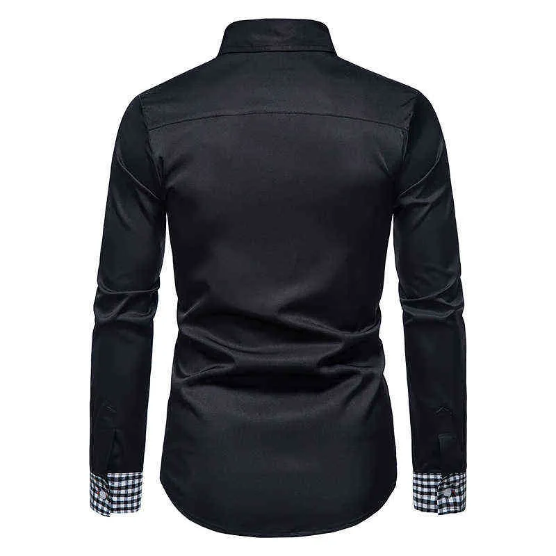 Модный хит цветовой клетчатая ковбойская рубашка мужчина бренд Slim Fit Рубашки с длинным рукавом Business Casual Cemise Homme XXL L220704