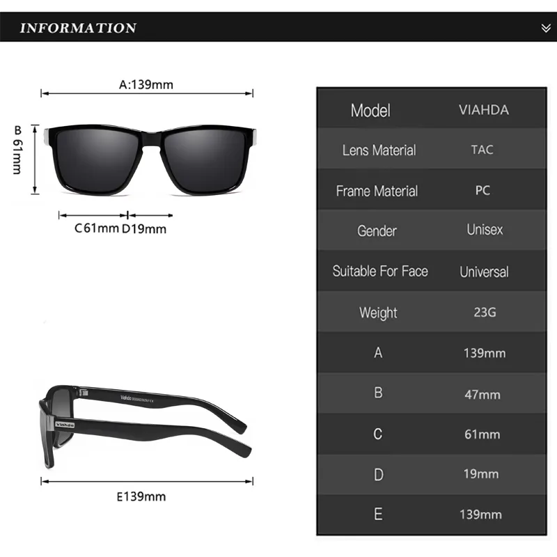 Viahda Brand Polarized Sunglasses Men Sport Sun Glasses For Women Travel Gafas De Sol 220526