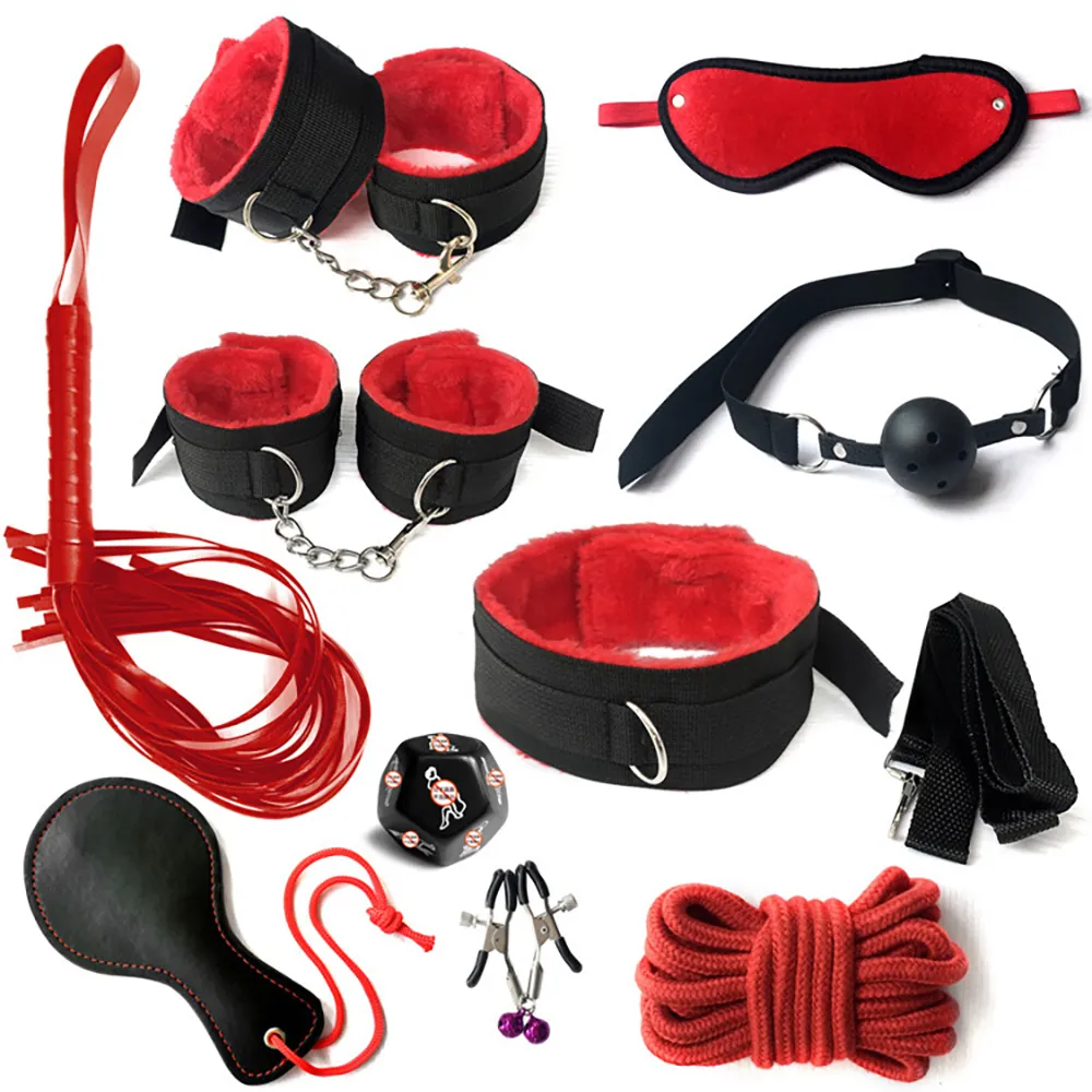 Seksowne Zestawy zabawek Plush Bondage Gear Set Cuthkuffs Games Basm Toy dla kobiet dorosłych 18 egzotycznych akcesoriów