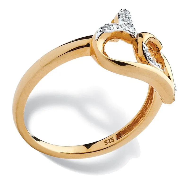 Anillo de dedo de doble corazón delicado de moda para mujer CZ Zirconia cristal oro rosa ahueca hacia fuera regalos de fiesta de boda 220719