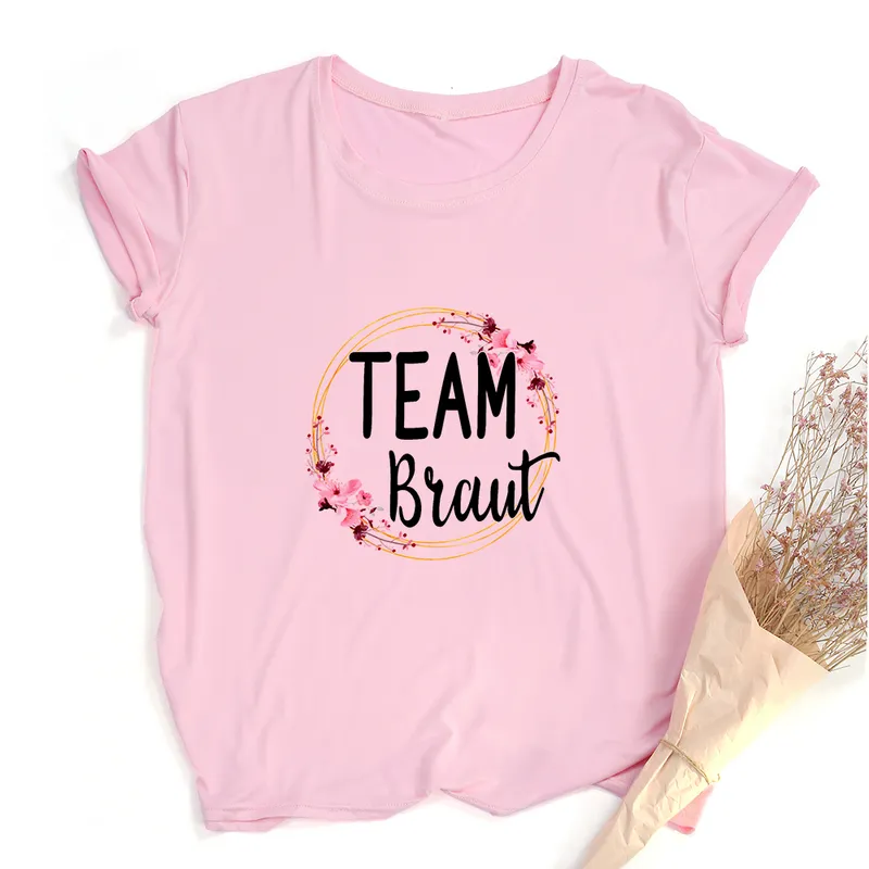 Team Bride Print Kobiety Krótkie koszule T SHIRTS BACHELORETTE Wedding Party Graphic T-shirt Harajuku Tshirt druhna TEE TEE TOPS Prezent 220506