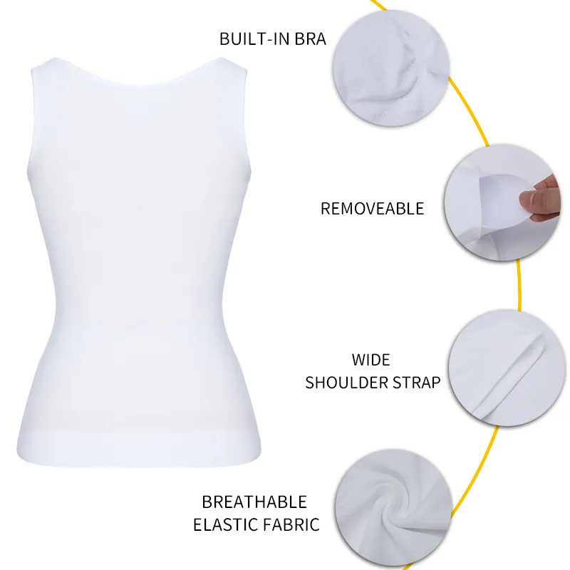Gepolsterte Shaperwear -Kompression Camisol Body Shaper Woman Tummy Control Tanktops Schlankung Shaper Tailentrainer Korsett Slim Weste 220801