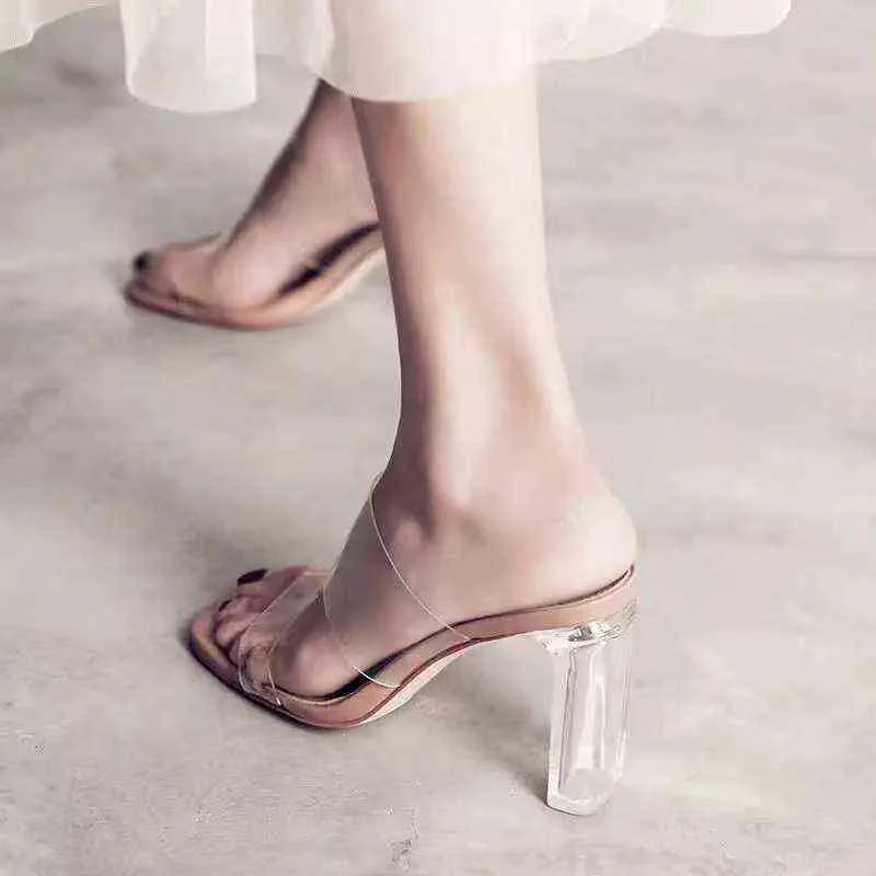 2022 New Summer Women Sandals PVC Jelly Crystal Heel Transparent Female Sexy Clear High Heels Sandals Pumps Shoes Plus Size 43 Y220624