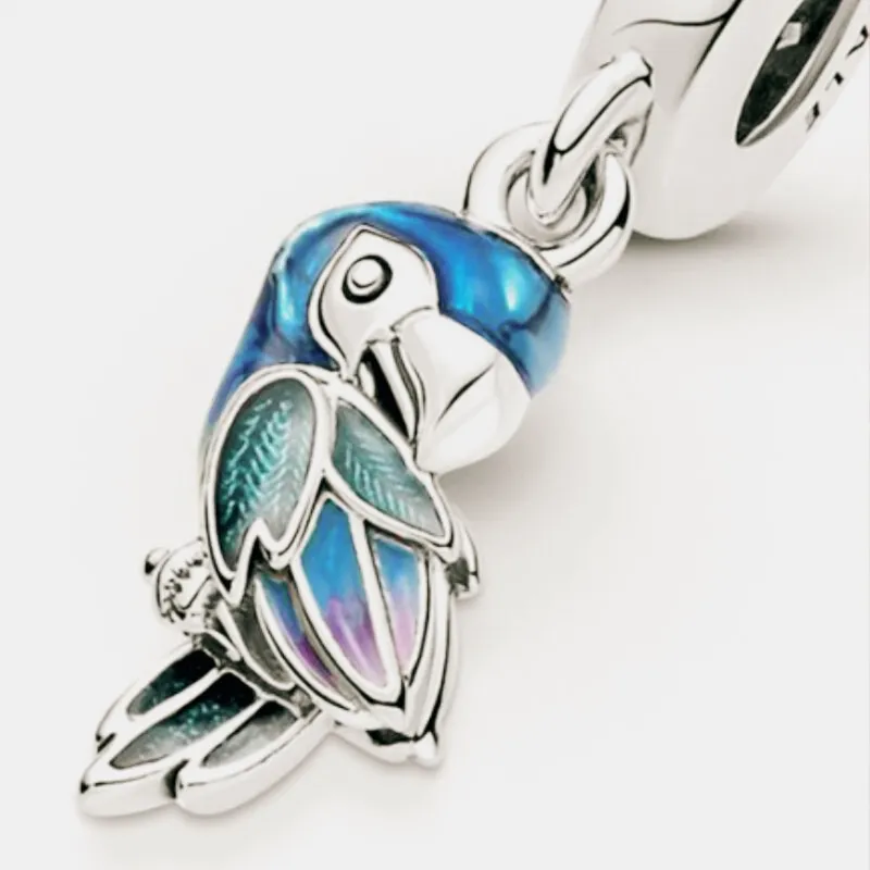 Moments Jungle Paradise Parrot Dangle pandora charms for bracelet DIY Jewelry Making kits Loose Bead 925 Sterling Silver wedding party gift 791679C01