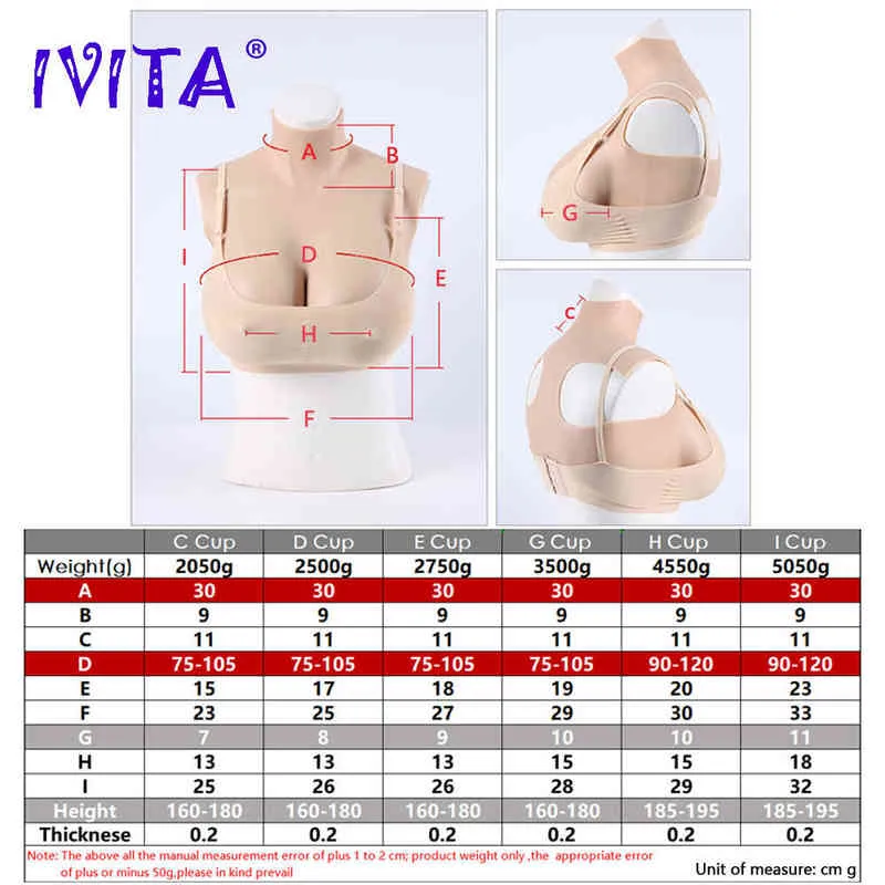 IVITAオリジナルの人工シリコーン胸肉は、クロスドレスのための現実的な偽のおっぱいトランスジェンダードラッグクイーンシーメールコスプレH220511