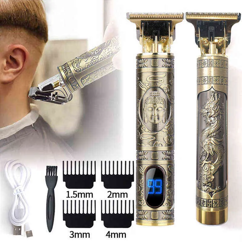 Laddningsbart T9 hårklippare Professional Baldheaded Electric Hair Cordless Shaver Trimmer Men Barber Cutting Machine 220624