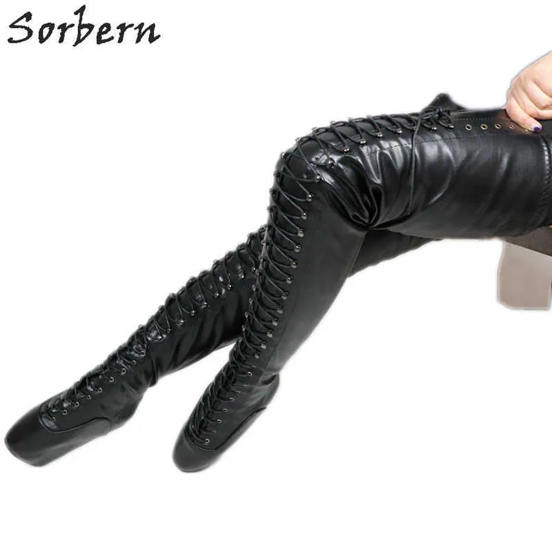 Sorbern Extreme High Heel Ballet Wedge 부츠 가랑이 허벅지 하이 부츠 여성용 사용자 정의 부팅 샤프트 섹시한 페티쉬 부츠 신발 플랫폼
