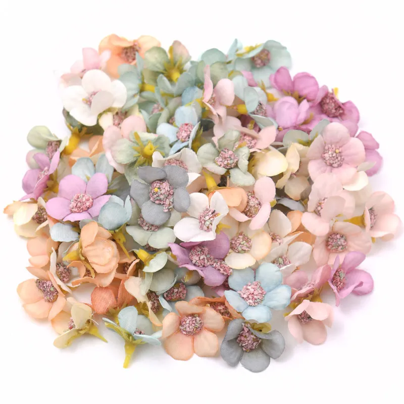 500 pz 2 cm multicolor margherita testa di fiore mini fiore artificiale di seta corona scrap wedding home decor fai da te ghirlanda copricapo 0614