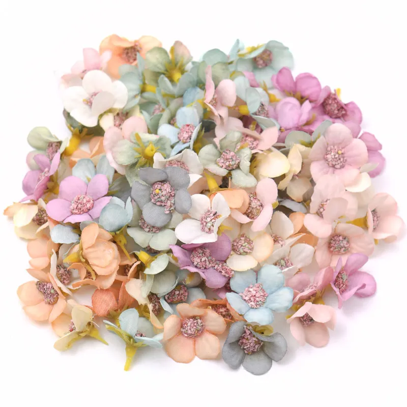 2cm Multicolor Daisy Flower Head Mini Silk Artificial Flower for Crown Scrap Wedding Home Decor DIY Garland Headdress 06148237689