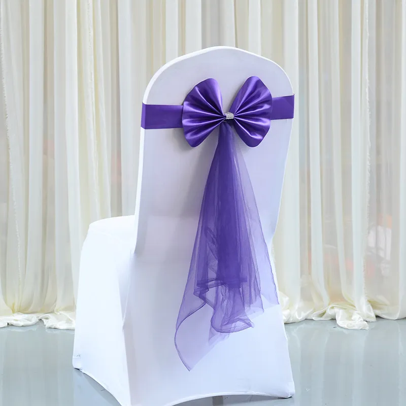 cadeira de casamento sash decoração elástica bowknot gato bow knot tie el banquet party home decor multi color 220514