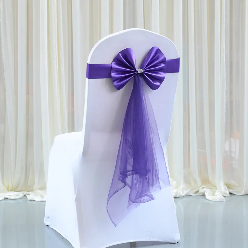 Wedding Chair Sash Decoration Elastic Bowknot Sashes Bow Knot Tie el Banquet Party Home Decor Multi Color 220514