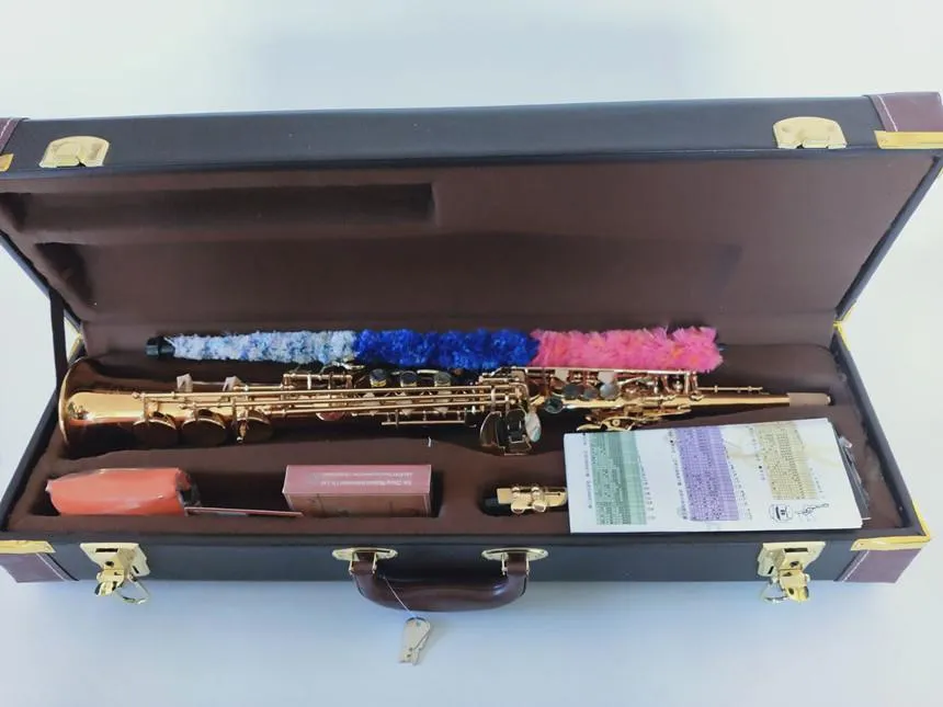 Professionnel nouveau saxophone droit aigu Bb laiton doré modèle S-901 clé d'ormeau instrument à vent avec accessoires