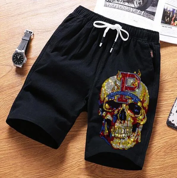 Mens Summer Casual Skull Shorts Men Straight Shorts Male Fashion Cotton Beach Short drill Plus Size 4XL 220706