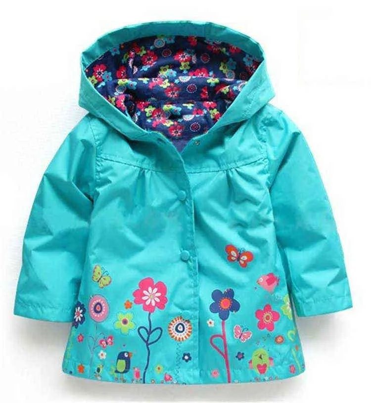 여자 레인 재킷 스프링 가을 만화 패턴 후드 겉옷 1-6 년 유아 아기 소년 소녀 의류 j220718