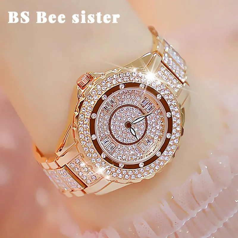 Wristwatches Women Watches Lady Diamond Stone Dress Watch Gold Silver Stainless Steel Rhineston Wristwatch Female Crystal WatchWri2253
