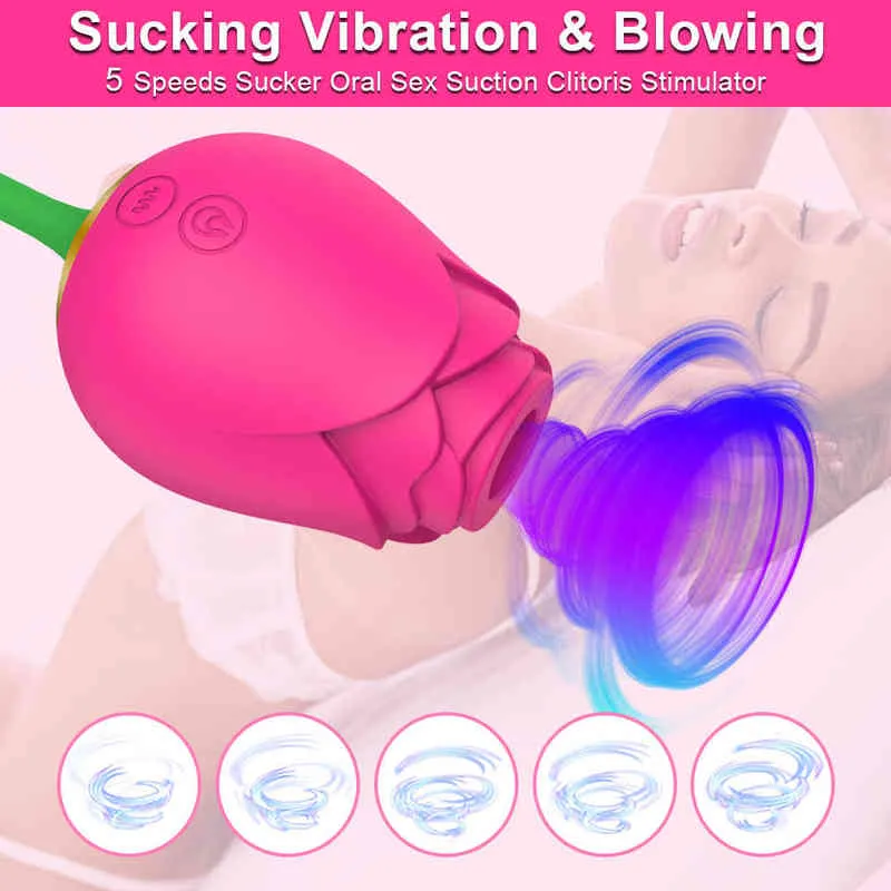 NXY Wibratory Krachtige Rose Zuigen Vibrator Voor Vrouwen Met Liefde Ei Tepel Clit Sucker Clitatie Goederen Speeltjes Volwassenen 18 220427