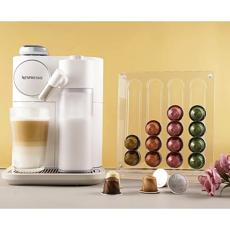 شفافة أكريليك كبسولة كبسولة حامل التخزين رف القهوة Nespresso Pod Tower Shelf 220509