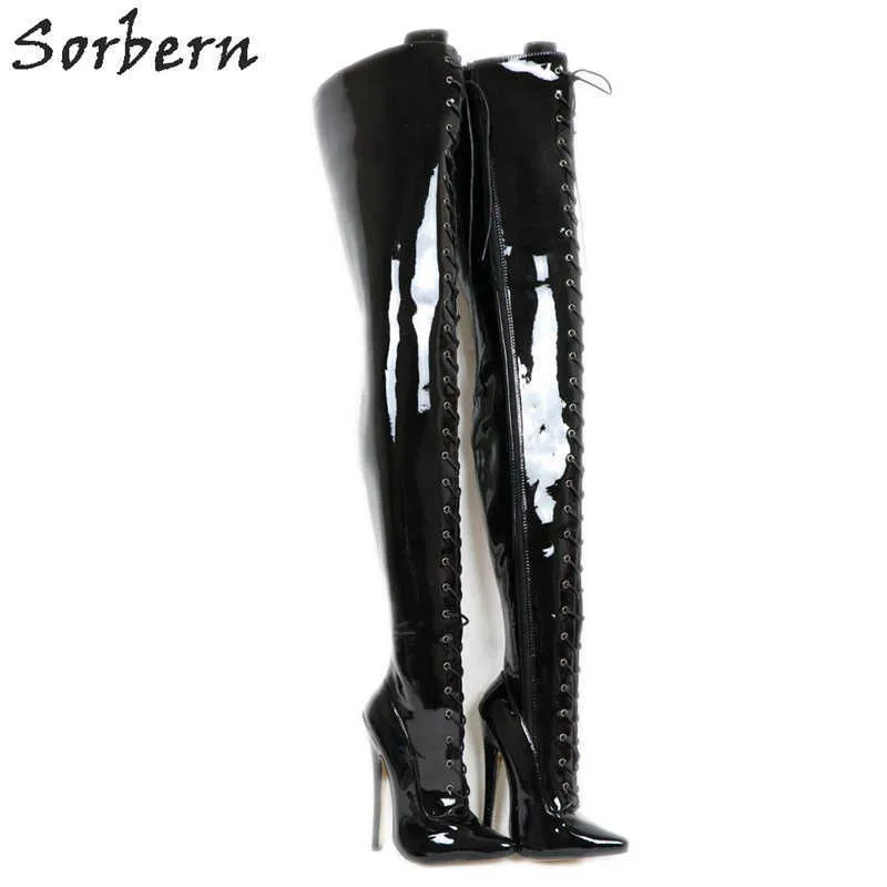 Sorbern 80 cm Schritt Oberschenkel hohe Damenstiefel High Heels Schuhe Damen individuelle breite Wadenstiefel 18 cm Stiletto-Stiefel personalisierter Schaft