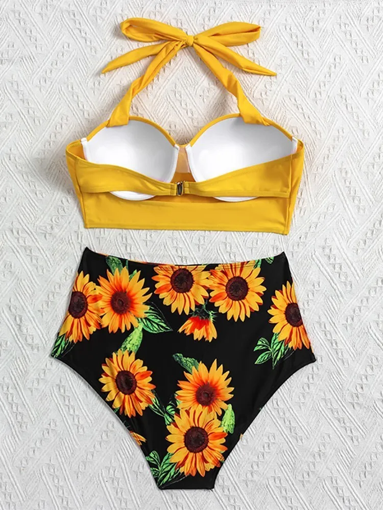 Push -up Sexy Up Biquíni Conjunto de Coloque High Swimsuit Floral Swimke