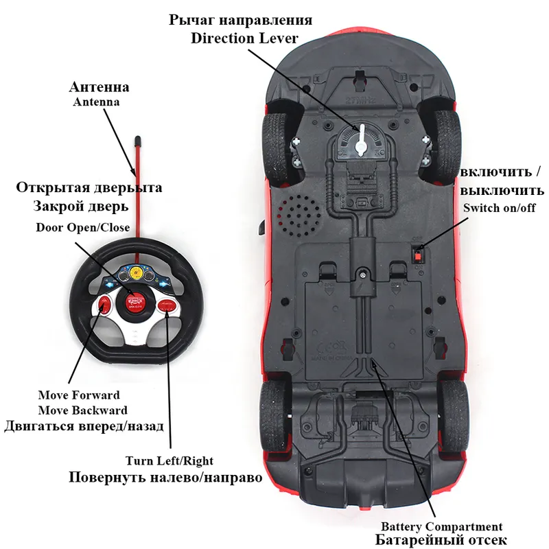 Large Size 1 14 Electric RC Car Remote Control Machines On R Control Vehicle Toys For Boys Door Can Open 6066 220524