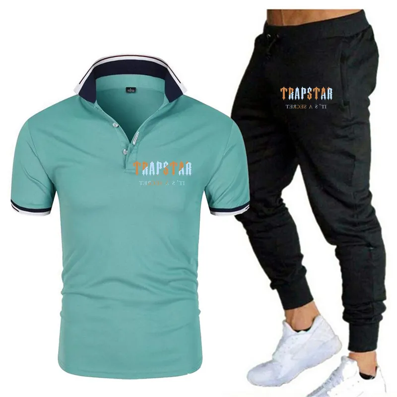 Été hommes ensembles survêtement marque de mode TRAPSTAR T-Shirt pantalon respirant 2 pièces ensemble lâche hommes Polo Shorts costume de sport 220607