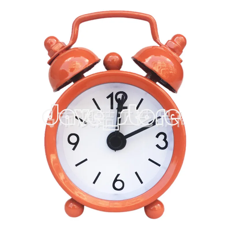 ミニメタル目覚まし時計キャンディーカラーテーブルクロックラウンドヴィンテージ電子時計家の装飾4cm