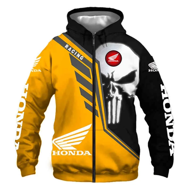 Ny Honda Wing motorcykelhuvtröja för män 3d digitalt tryck Casual sweatshirt med dragkedja Harajuku racingjackor av hög kvalitet