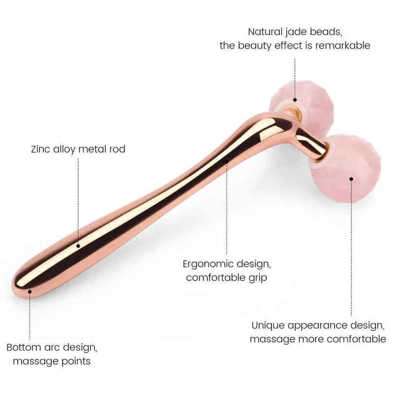 3D Face Massage Roller Rose Quartz r Lift Rides Minces Supprimer Jade pour Minceur Tool220429