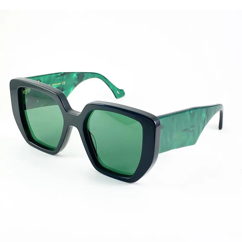 Officiële nieuwste dameszonnebril 0956 oversized framebril Occhiali da Sole Firmati femminili groen turkoois smaragd met Lar307w