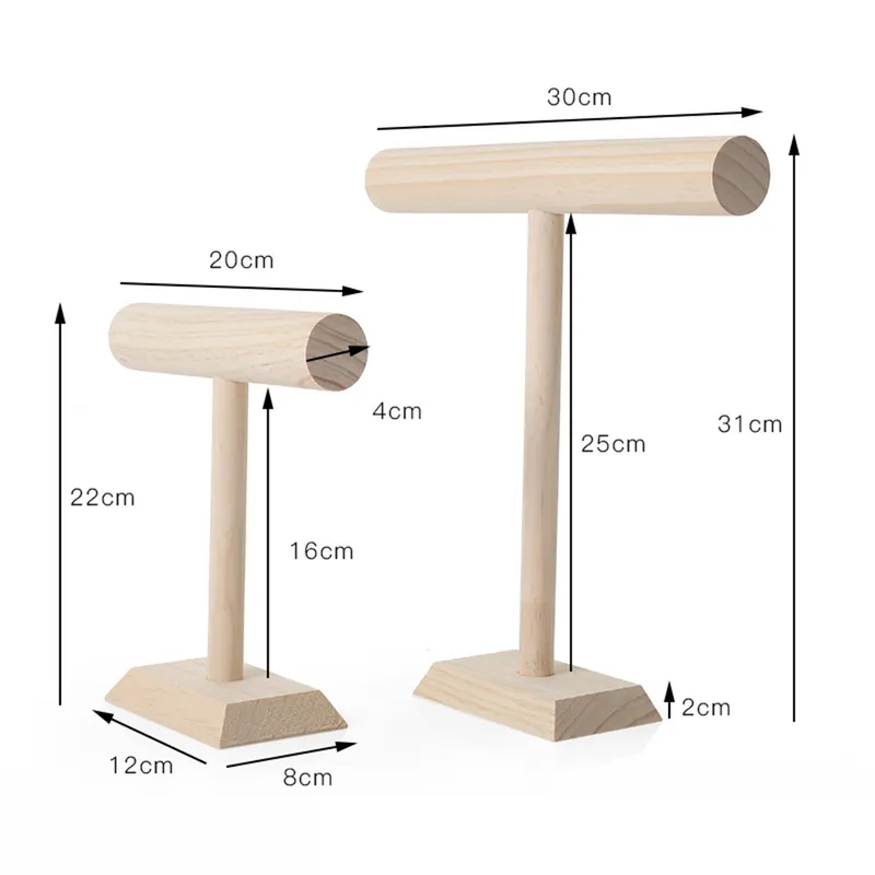 Przenośna drewniana łańcuch bransoletki T -szafka biżuterii stojak na briefę Zegarek Naszyjnik Domowa Organizacja Prezentacja 220617