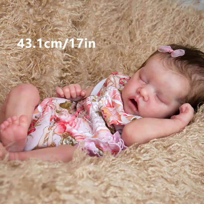 Reborn Baby Doll 17 인치 생명의 신생아 아기 아기 생명 생명체와 같은 진짜 부드러운 터치 매드 뿌려진 머리카락 고품질 수제 aa3413588