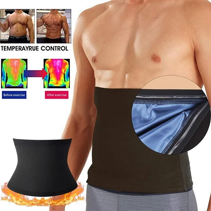 Mens Abdomen Reducer Sauna Body Shaper Fitness Sweat Trimmer Belt Waist Trainer Belly Slimming Shapewear Waist Trainer Corset We