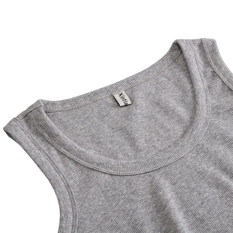 Kobiety Bawełna Bringbed Tank Top T-Shirt Sports Gym Fashion Casual Bez Rękawów Tee Plus Rozmiar Rozciągliwy Bluzka M30284 220318
