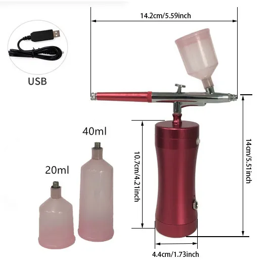 Airbrush Kit Portable Ocygen Injector With Air Brush Spray Gun For Makeup Cake Decoration Manicure Art Ritning Elitzia