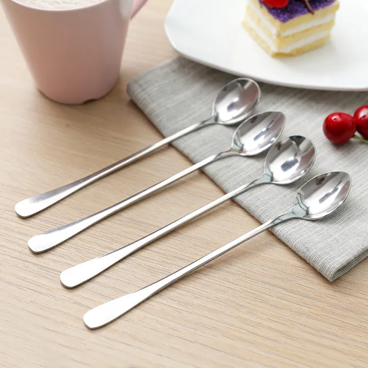 Tea Coffee Soup Spoon For Eating Mixing Stirring Long Handle Teaspoon Ice Cream Honey Cocktail s Kitchen Cutlery 220509