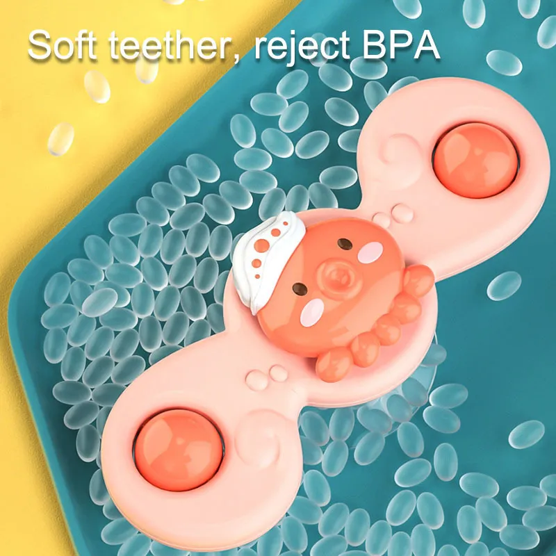 Montessori Baby Bath Toys For Boy Children Bathing Sucker Spinner Suction Cup Toy For Kids Funny Child Rattles Teether 220531