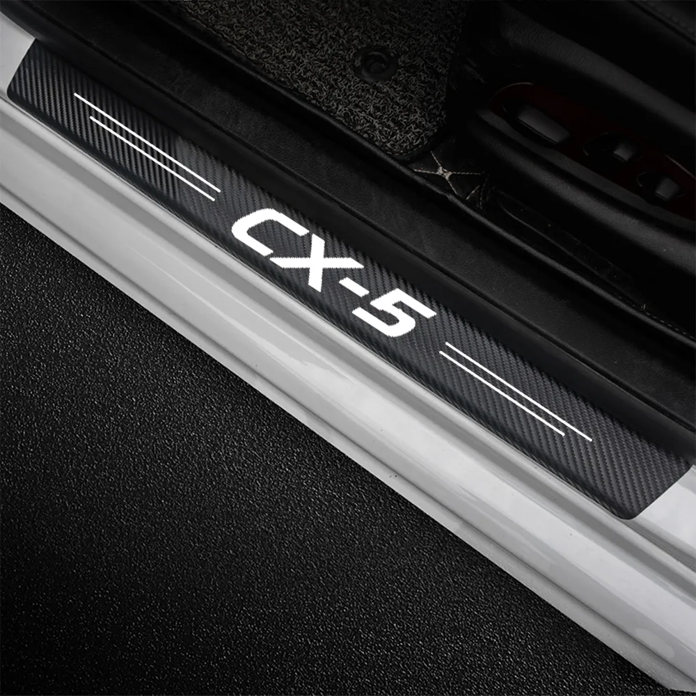 4 unidades adesivos de soleira de porta de placa de chinelo de carro para Mazda CX5 CX5 KE KF 2021 2020 2019 2018 2017 2016 2012 Auto Logo Covers4370544