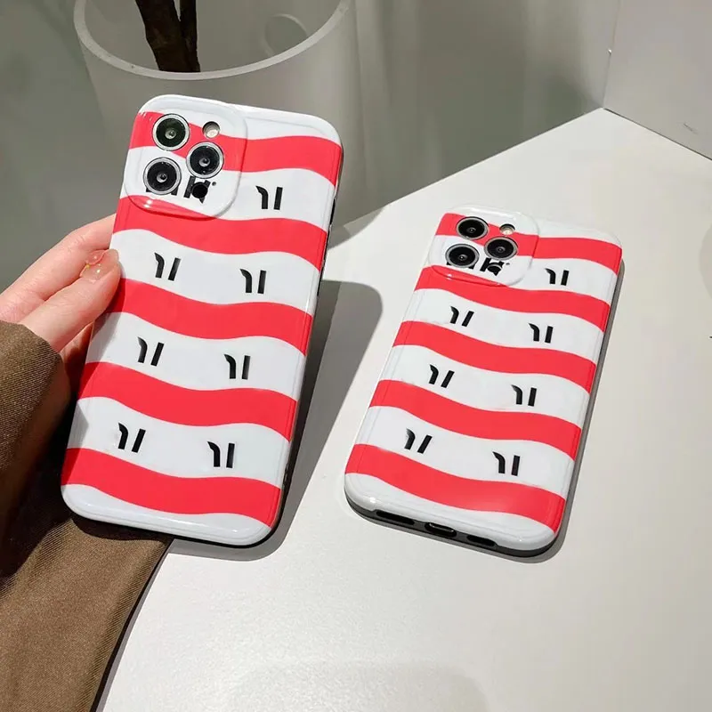 Red Stripe Phone Cases Designer de luxe Phonecase pour Iphone 13 Pro Max 12 Pro 11 Xs Xsmax Xr Top Couverture de téléphone Coque de protection en plastique dur