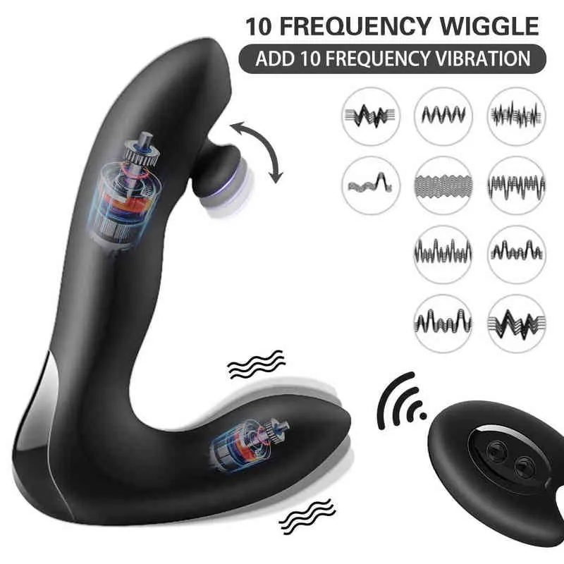 NXY vibratori 10 frequenze Waggle vibratore vibratore stimolatore della prostata telecomando morbido plug anale culo macchina del sesso giocattoli adulti coppia 220427