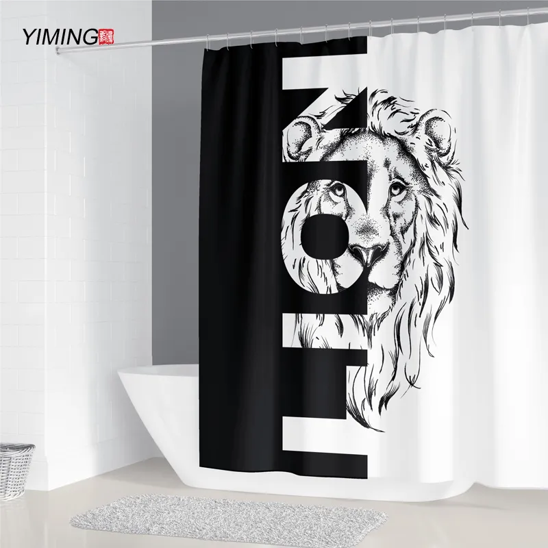 Décoration de salle de bain rideau de douche imperméable style minimaliste nordique rideau de décoration de maison en polyester imprimé avec crochet 220517
