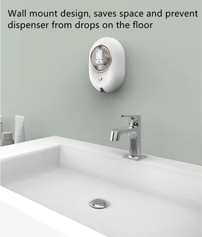 Wall Mount Automatic Foam Soap Dispenser Badrum Icke-kontakt Handtvättmaskin med USB-laddning för barnhandstvätt 220725