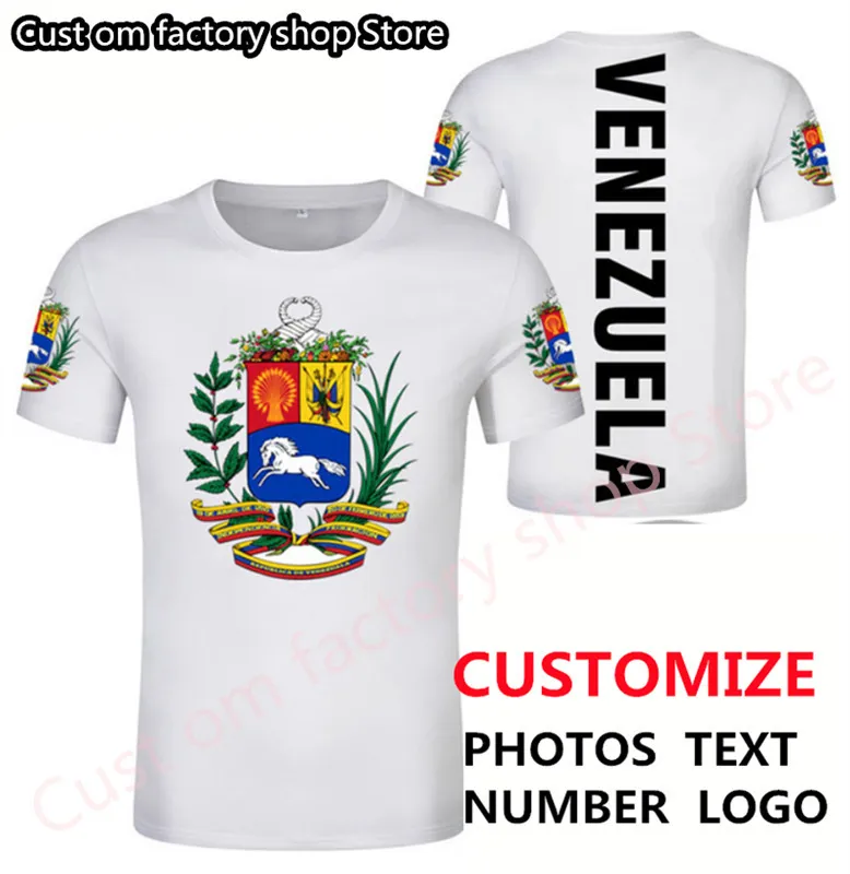 Wenezuela Free Custom Flag Coat of Arms T Shirt Bolivarian Republic Men Emblem Shirts DIY Stany Nazwa miasta T 220616