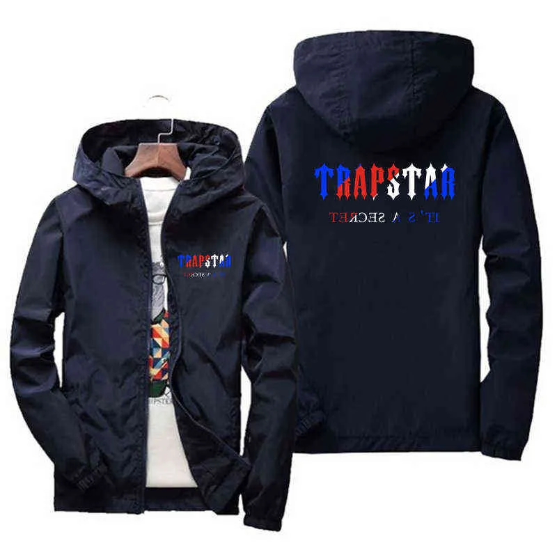 Chaqueta para hombre Chaqueta superior Moda para hombre Ropa al aire libre Divertida rompevientos con capucha Abrigo fino con capucha TRAPSTAR Y220803