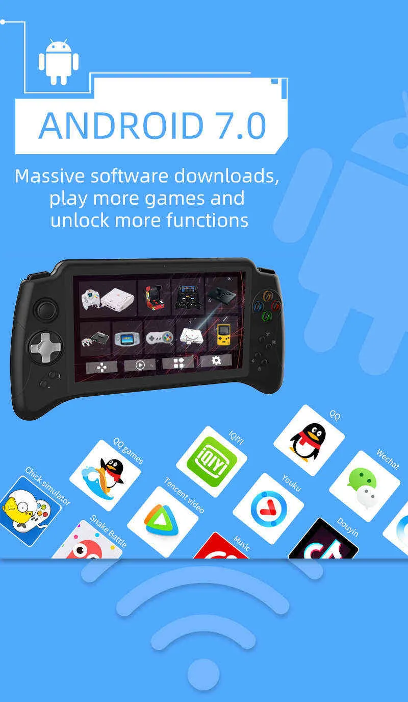 Powkiddy Nieuw product X17 Android Handheld 7-inch grootscherm Handheld PSP Game Console DC/ONS/NGPMD Arcade H220426