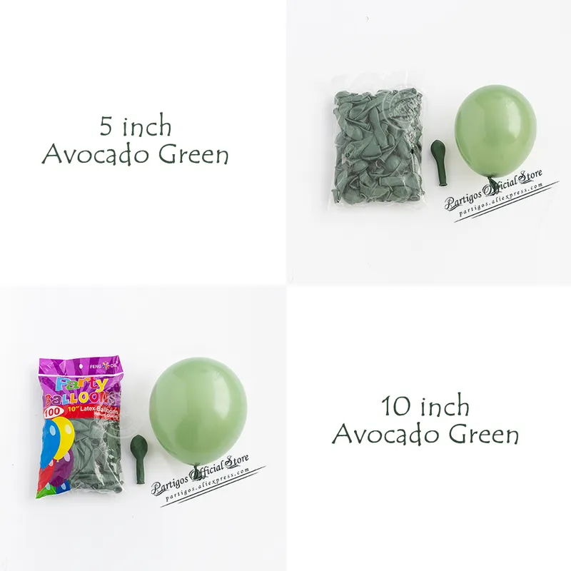 Çok Stil Avokado Yeşil Balonlar Çelenk Kemeri Kit Retro Yeşil Chorme Altın Globos Doğum Günü Noel Düğün Partisi Dekorları 220815