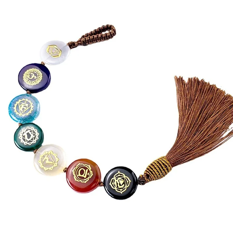 7 Chakra pendurado ornamento reiki cura Energy Energy Meditação de amuleto de amuleto decoração de casa de cristal natural pendente fengshui 220516