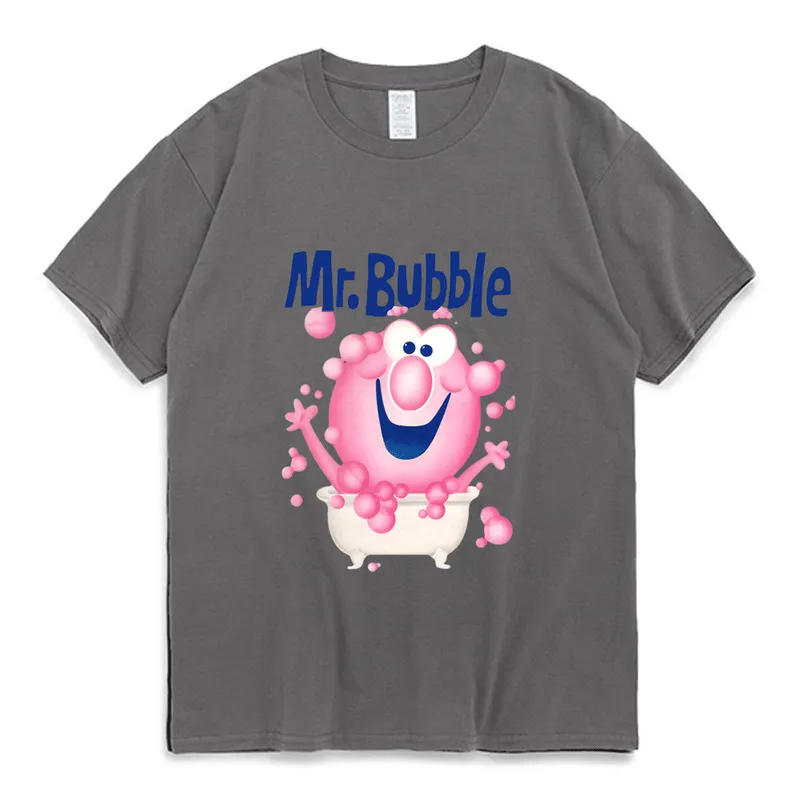 Mr. Bubble-Makes Bath Time Fun Active T Shirt Men Men Cute Wzór drukowany T-shirt Summer Botton Trend Trens All-Match TES 220708