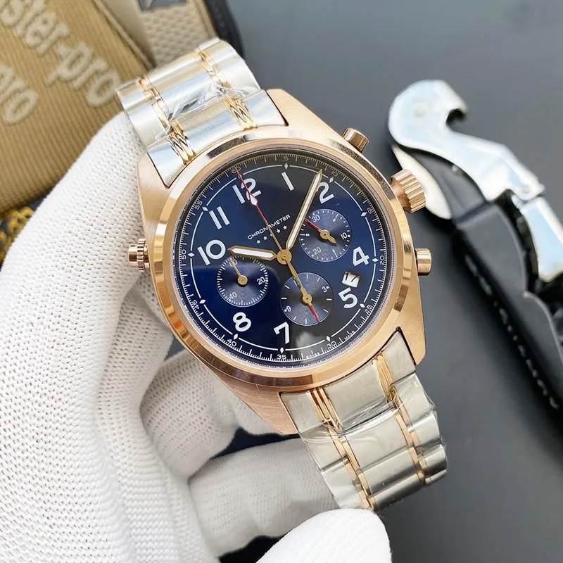 2022 Six Stitches Luxury Mens Watches All Dials Work 42 Mm In Diameter Quartz Watch High Quality Brand LOGO Chronograph Clock Fashion Sapphire Mirror Steel Strap
