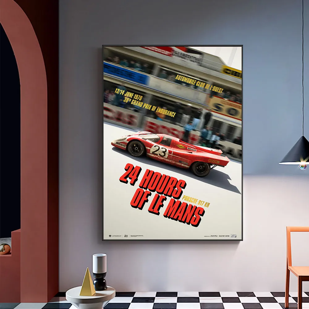24 godziny Le Mans 1970 czerwca na płótnie drukuj nordycki plakat na ścianie obrazek do salonu dekoracja domu bezszramu